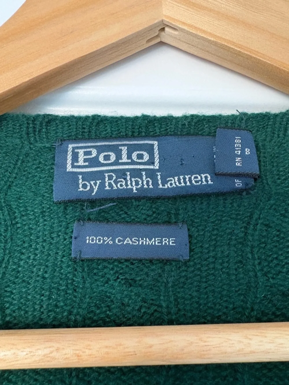 100% Cashmere Polo by Ralph Lauren Cable Knit Green Crewneck Sweater XXL